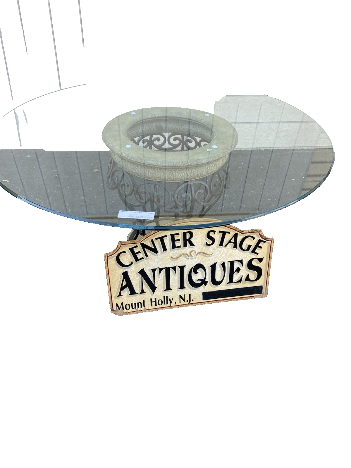 66359 BOMBAY Furniture Glass Top Foyer Dining Table with Fancy base