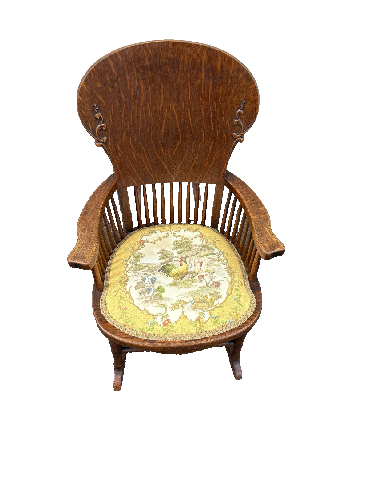 66853 Antiue Victorian Oak Child Youth Rocker Rocking Chair