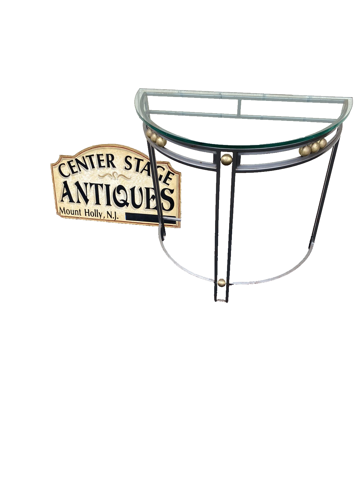 65275 Glass Top Iron Console Table Stand