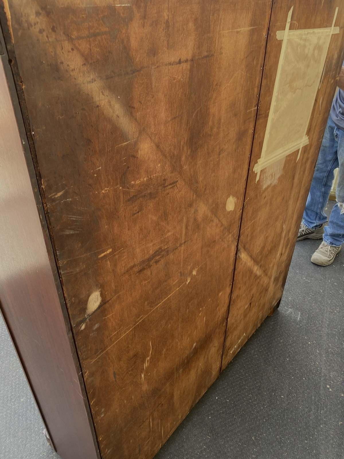 66584  Antique Empire Mahogany Bookcase Curio Cabinet