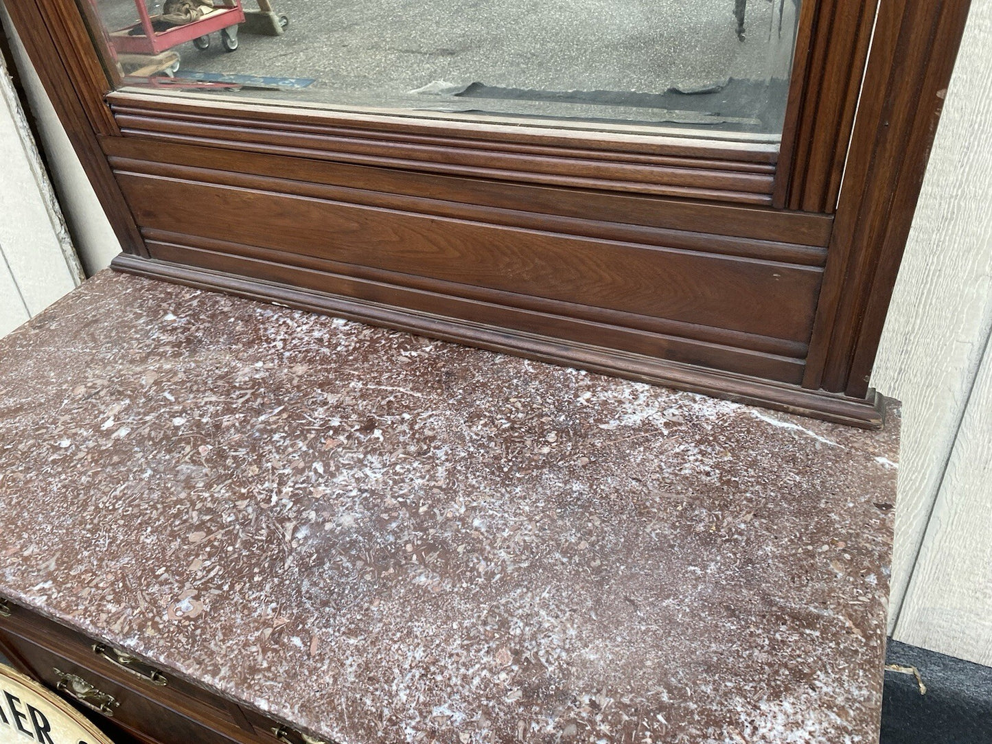 66120   Antique Victorian Marble Top Dresser with Mirror