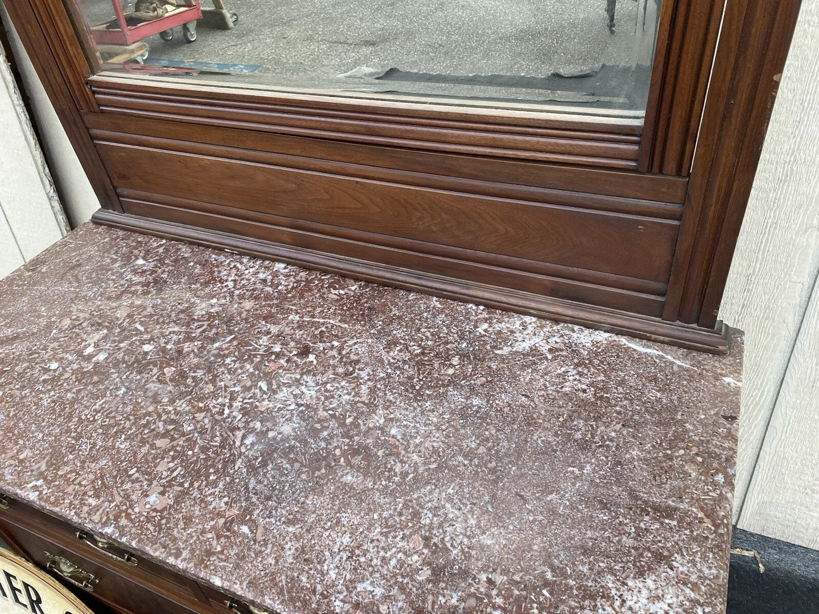 66120   Antique Victorian Marble Top Dresser with Mirror