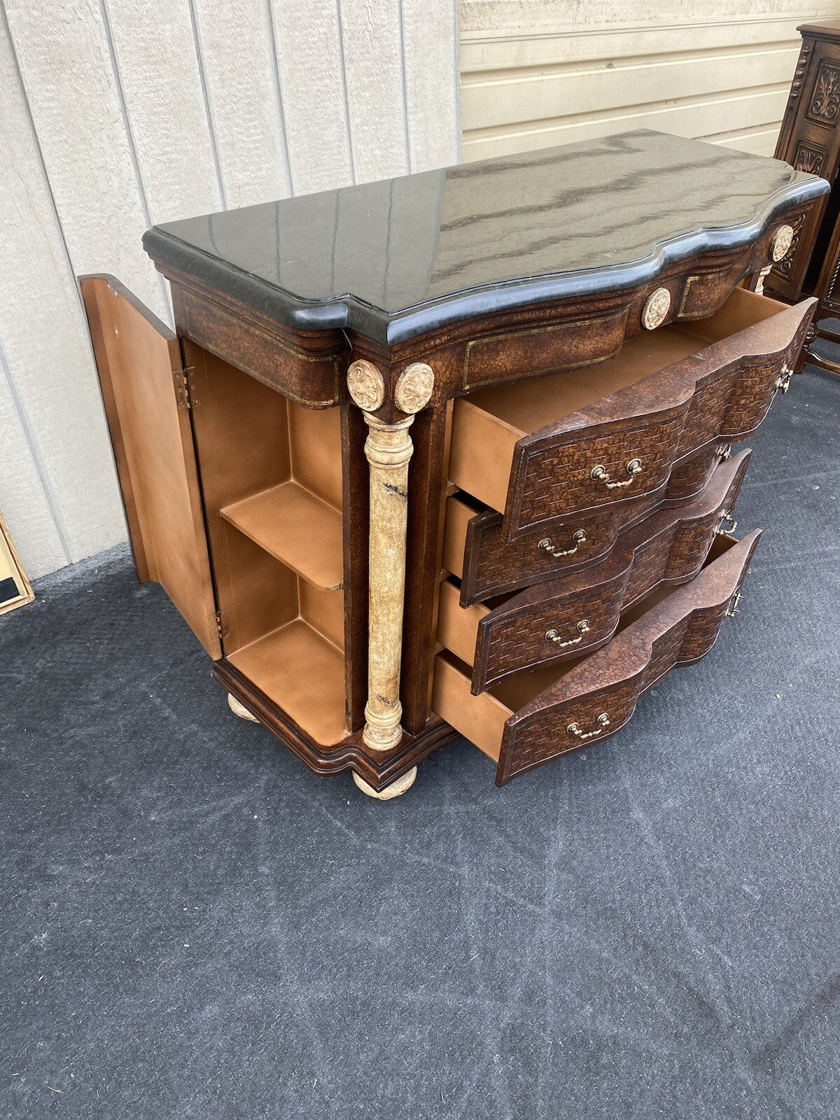 64591 Marble Top Server Chest Sides Open