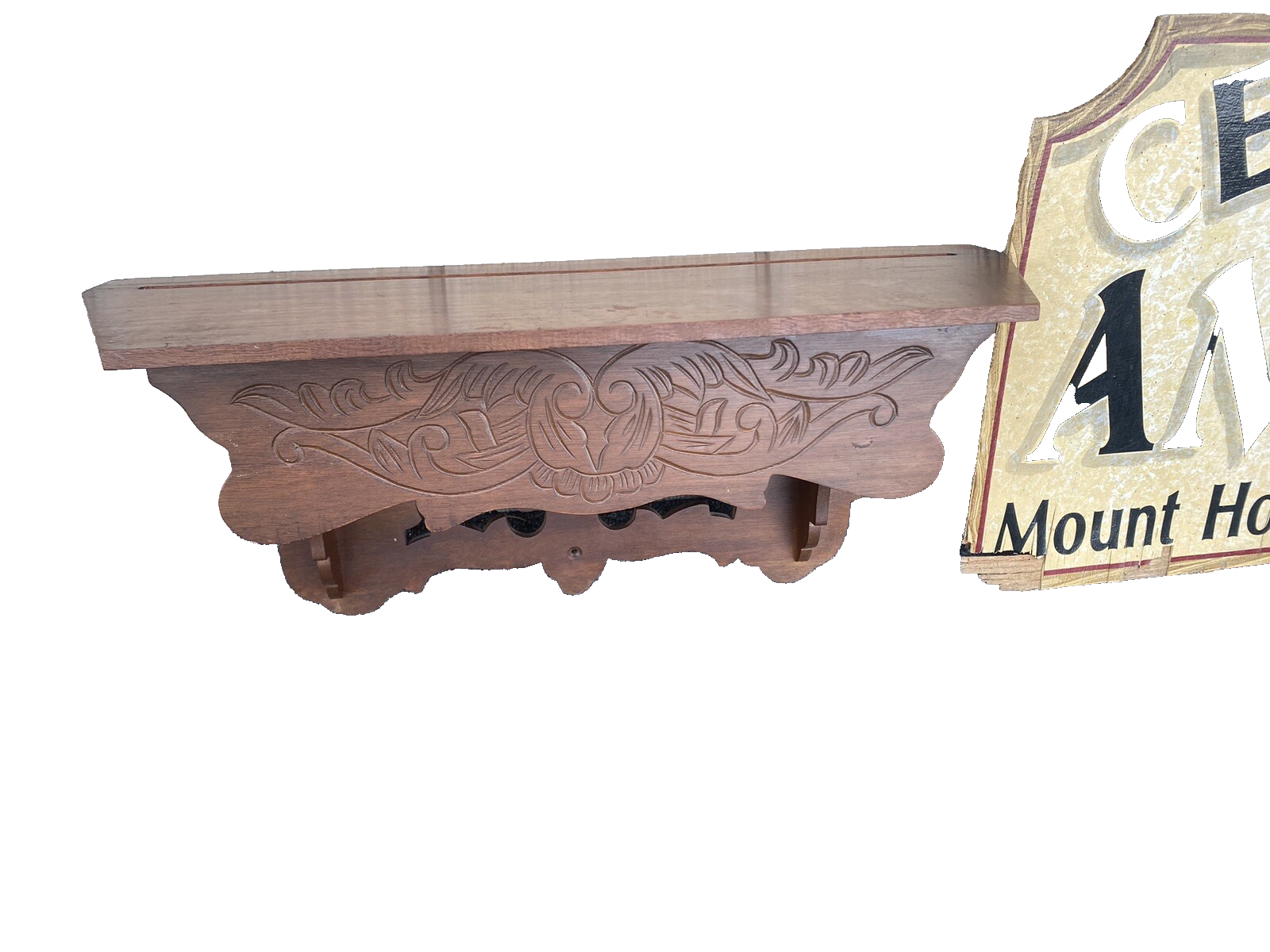 66003 Antique Victorian Mantle Clock Wall Shelf Curio Shelf