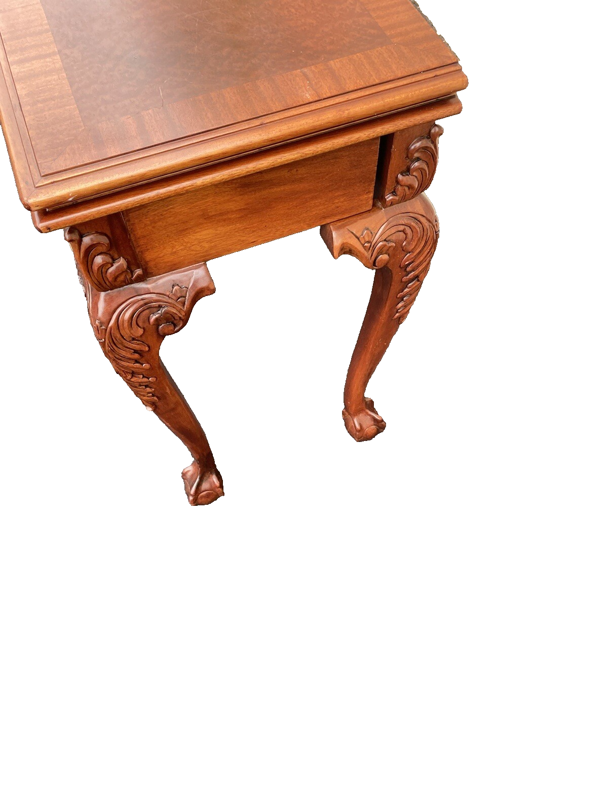 64531 Banded Mahogany Ball And Claw Foot Carved Flip Top Game ? Dining Table