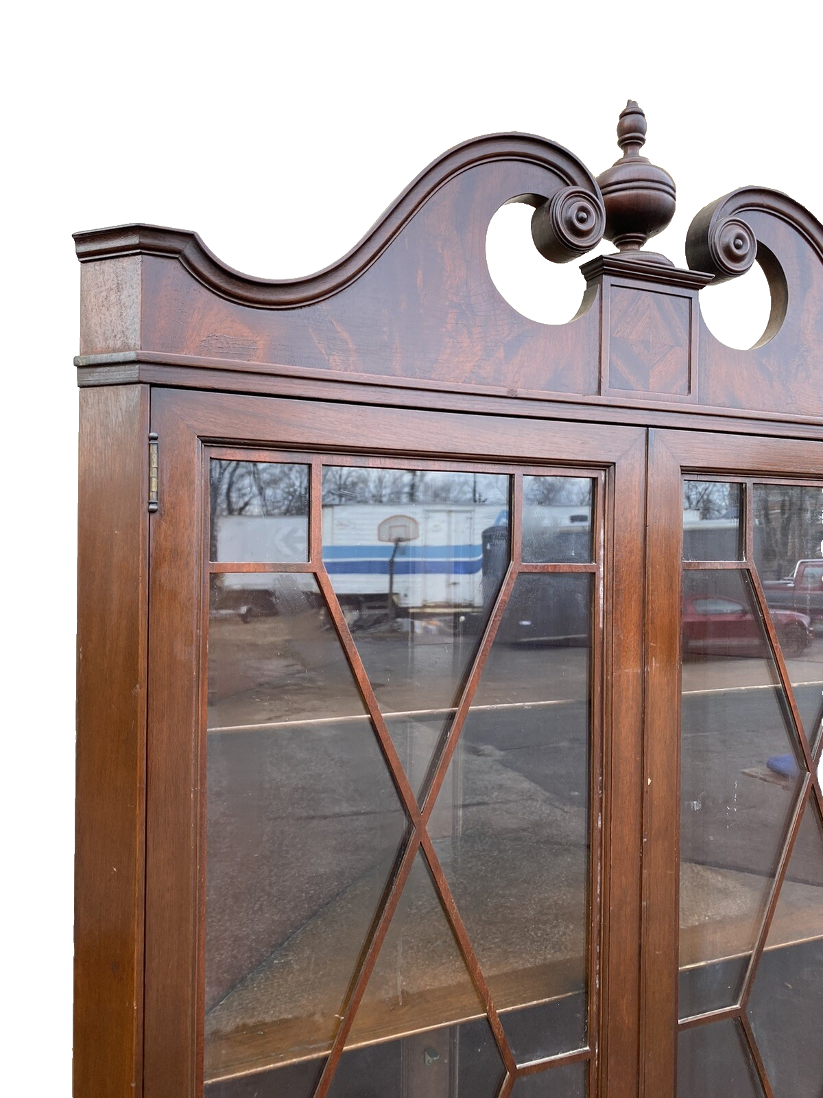 65175  Antique Mahogany Corner China Cabinet Curio