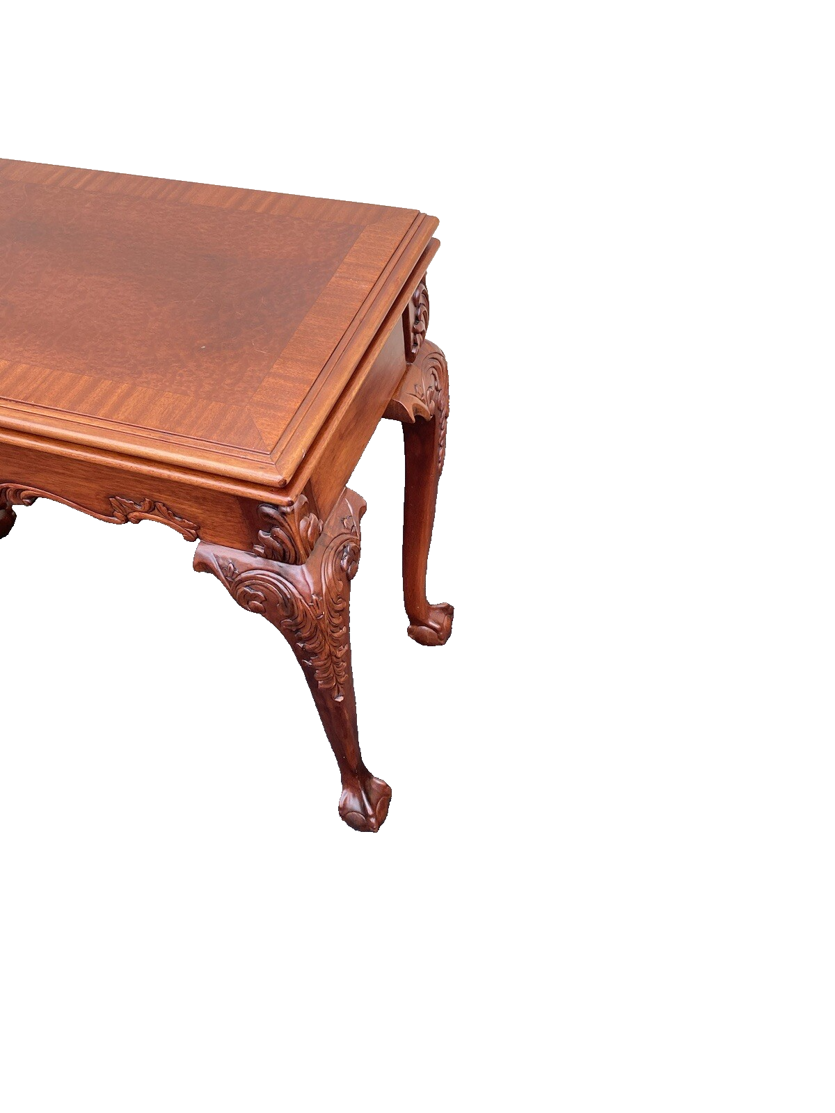 64531 Banded Mahogany Ball And Claw Foot Carved Flip Top Game ? Dining Table