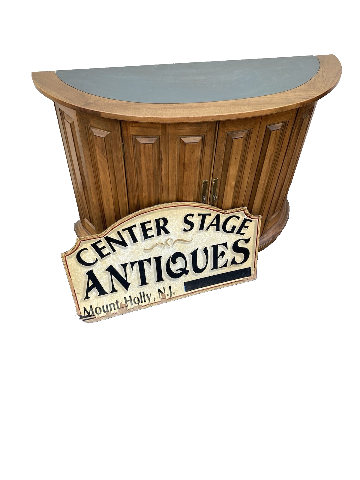 66619 Modern Half Round Decorator Cabinet Console Stand