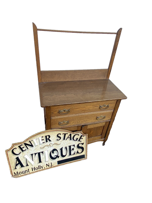 65942 Antique Victorian Oak Washstand Chest Dresser