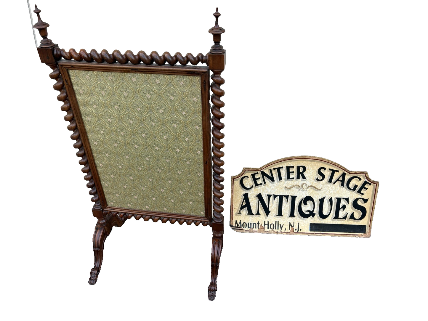 66905   Antique Victorian 2 Sided Walnut Fireplace Mantle Screen