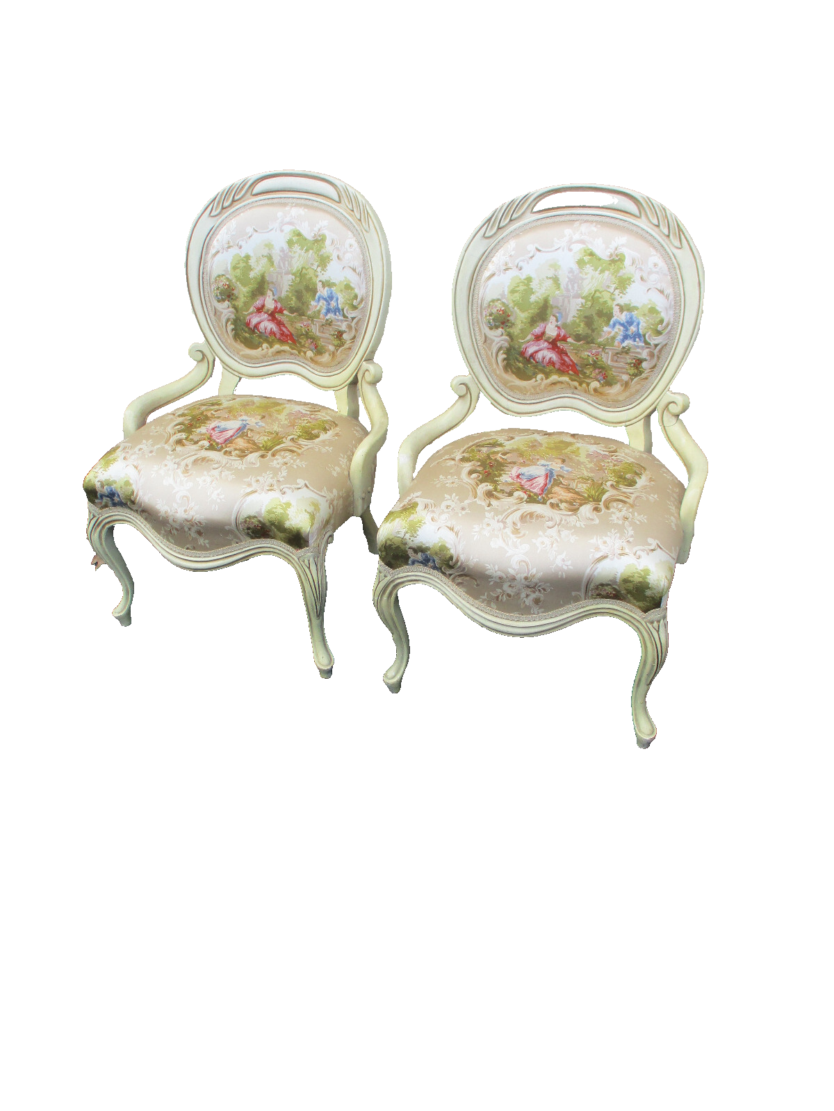 64365 Pair Hand Made French Country  Chair SILK Fabric STATESVILLE Chair