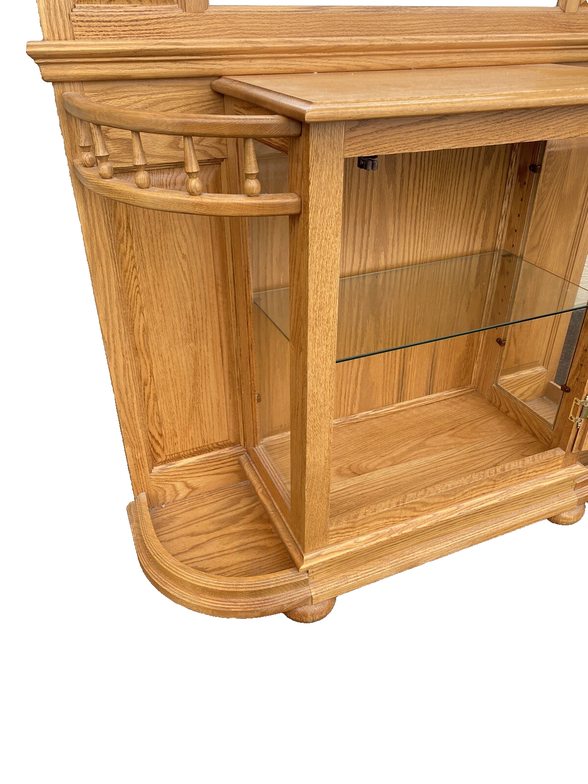 64774  Oak Hall Seat Hat Rack Umbrella Stand Curio