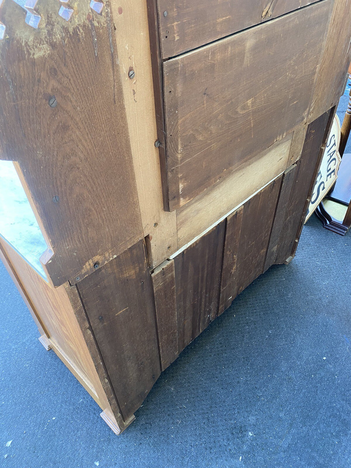 65166 Antique Victorian Oak Dresser with Mirror