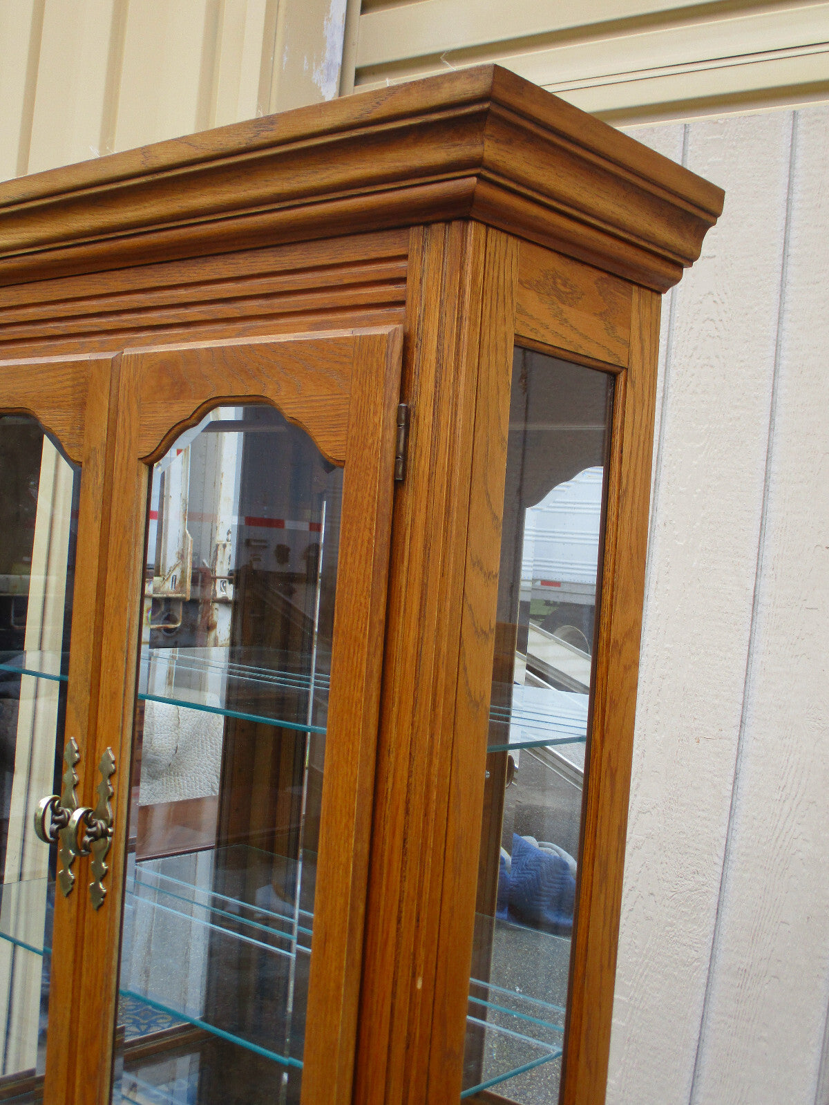 63691 Oak Curio China Cabinet With Light