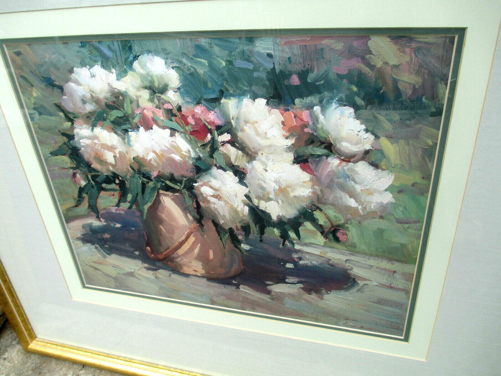 52152 FRAMED PRINT PEONIES IN BUCKET