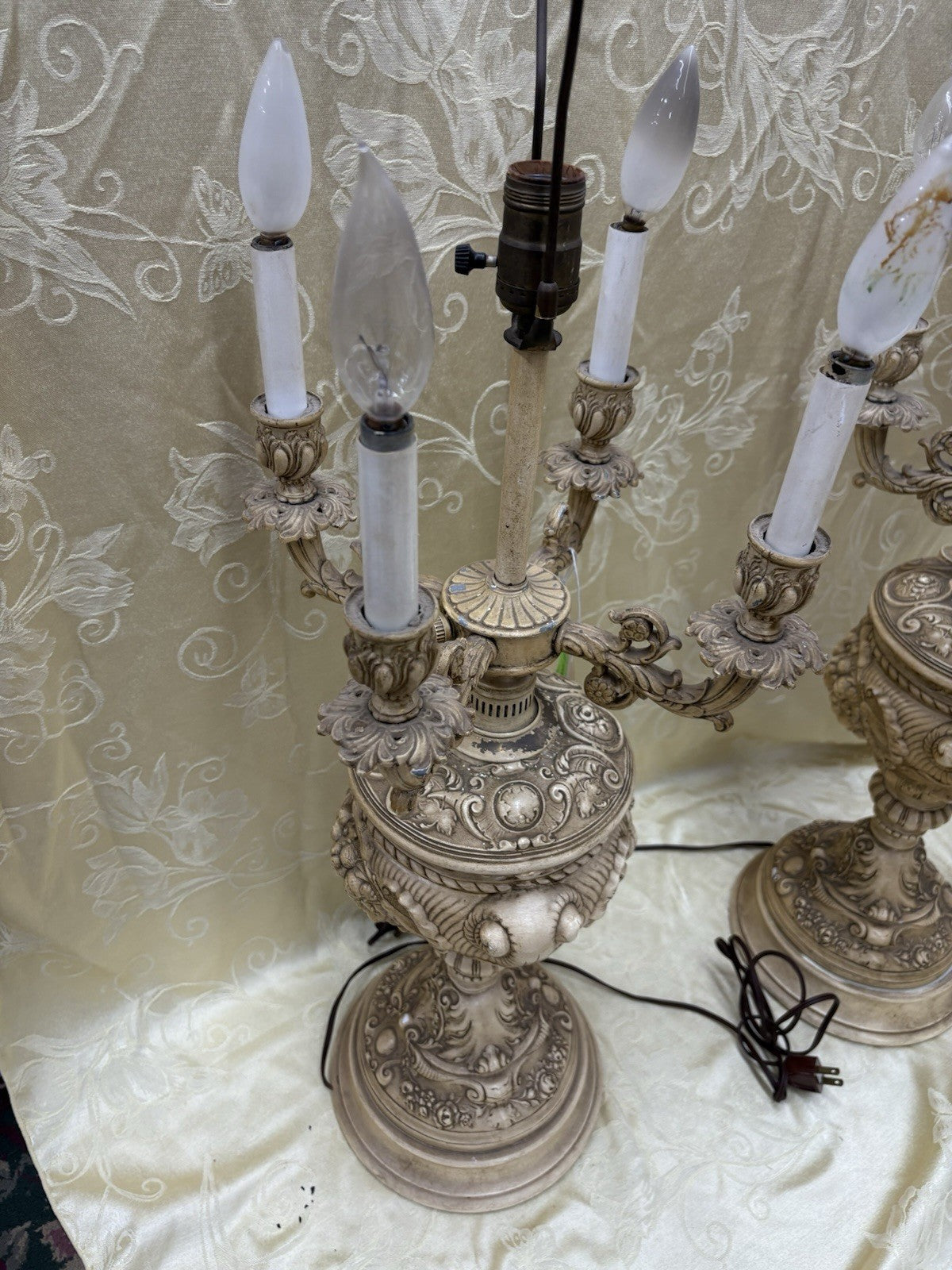 55229 Pair Fancy Mid Century Candelabra Table Lamps 