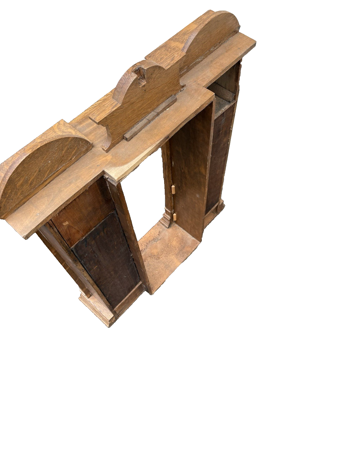 00001 Antique Oak Whatnot Wall Shelf Curio