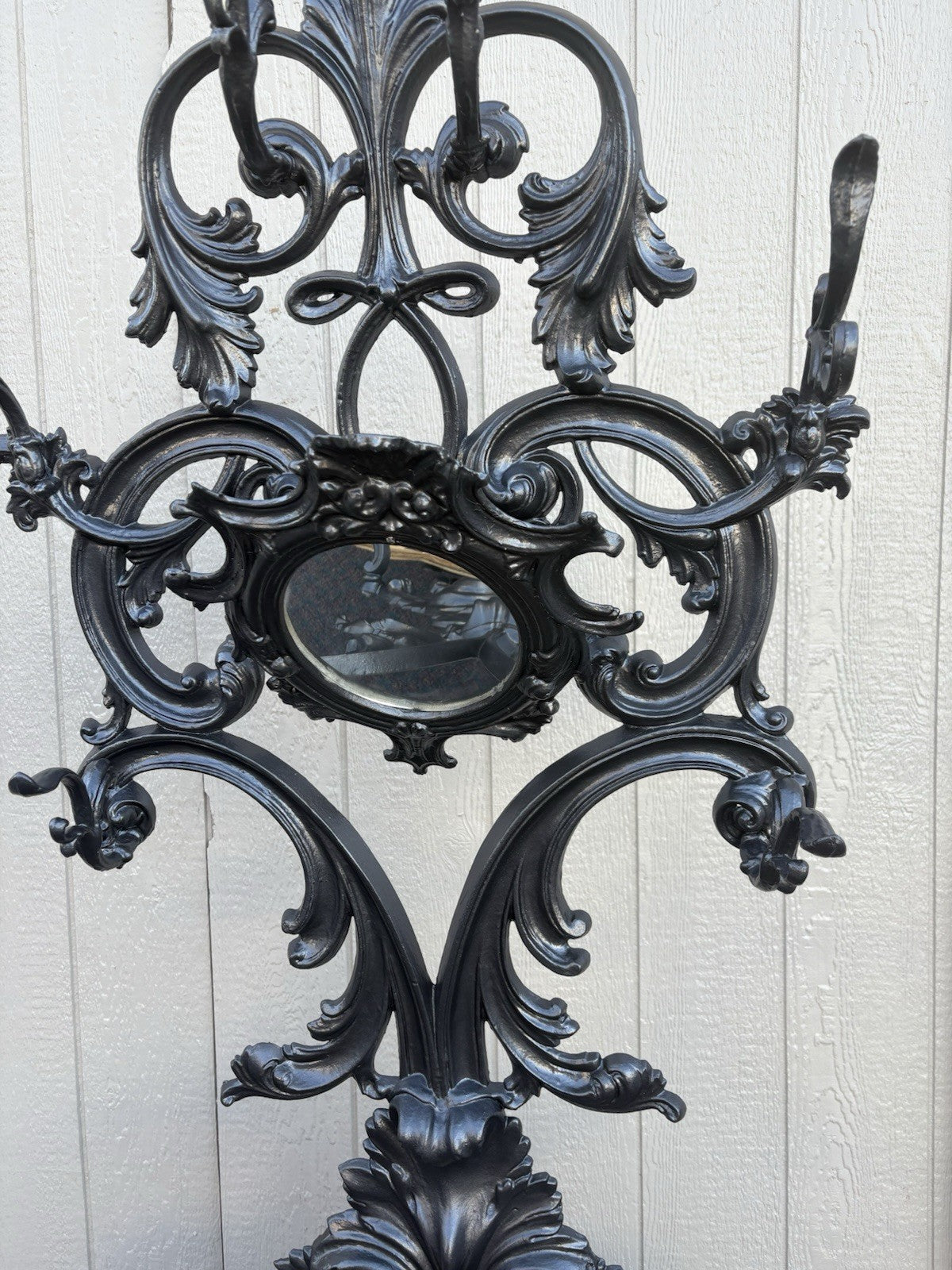 67150 Antique Victorian Cast iron Hat Rall With Mirror and Umbrella holders