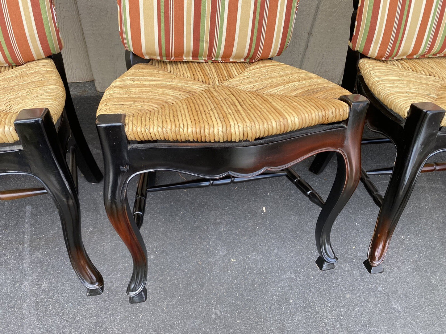 65624 Set of 4 Ebony Rush Seat Dining Chairs Chair s