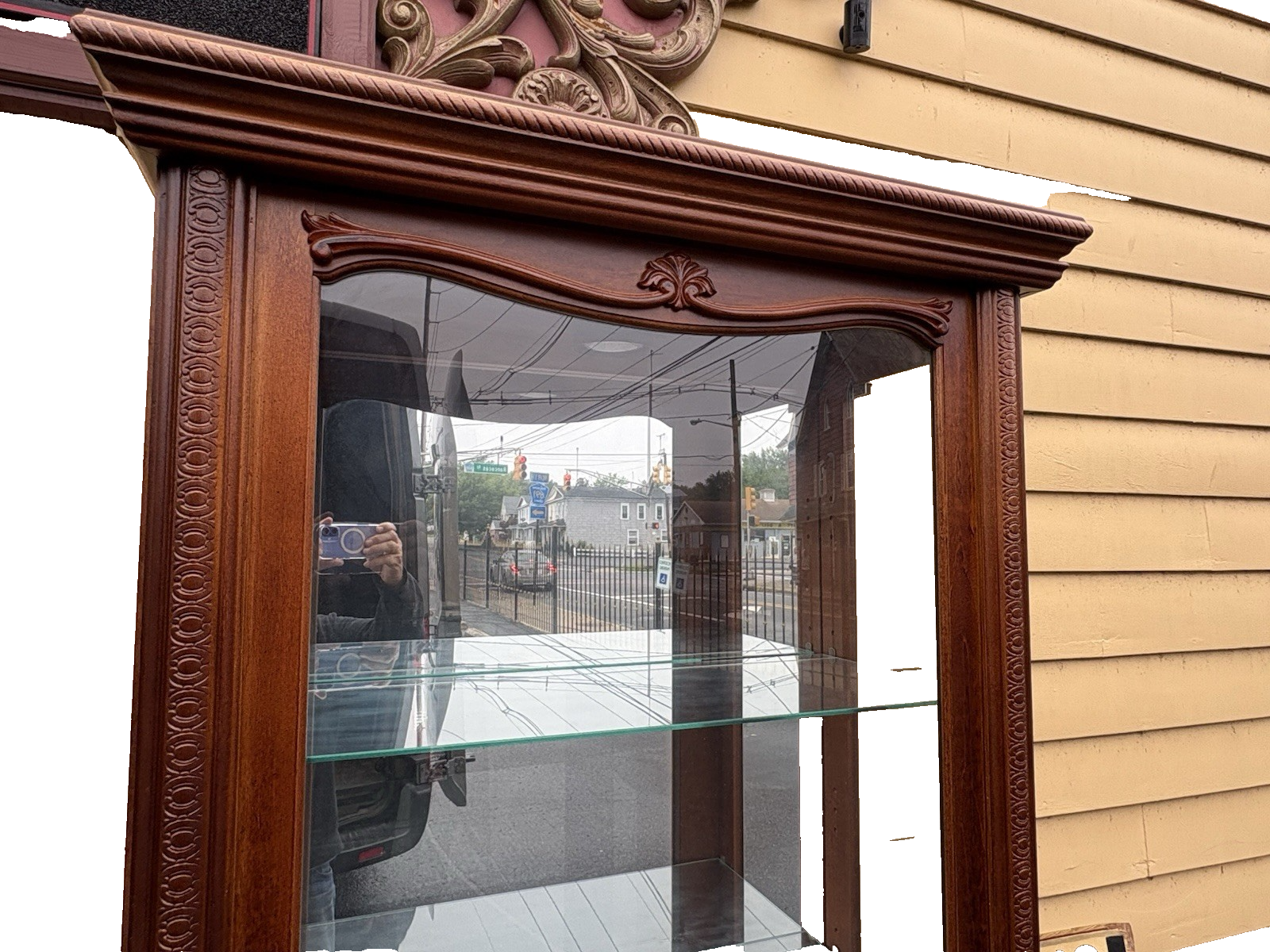 66688 Fancy 4 Door Side Loading  Mahogany Curio China Cabinet