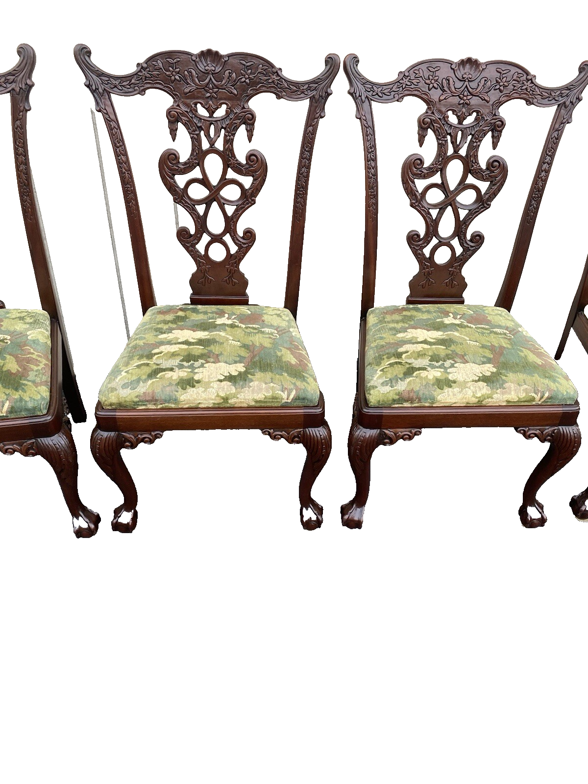 65650   Set of 8 Carved Mahogany Chippendale Dining Side Chair s