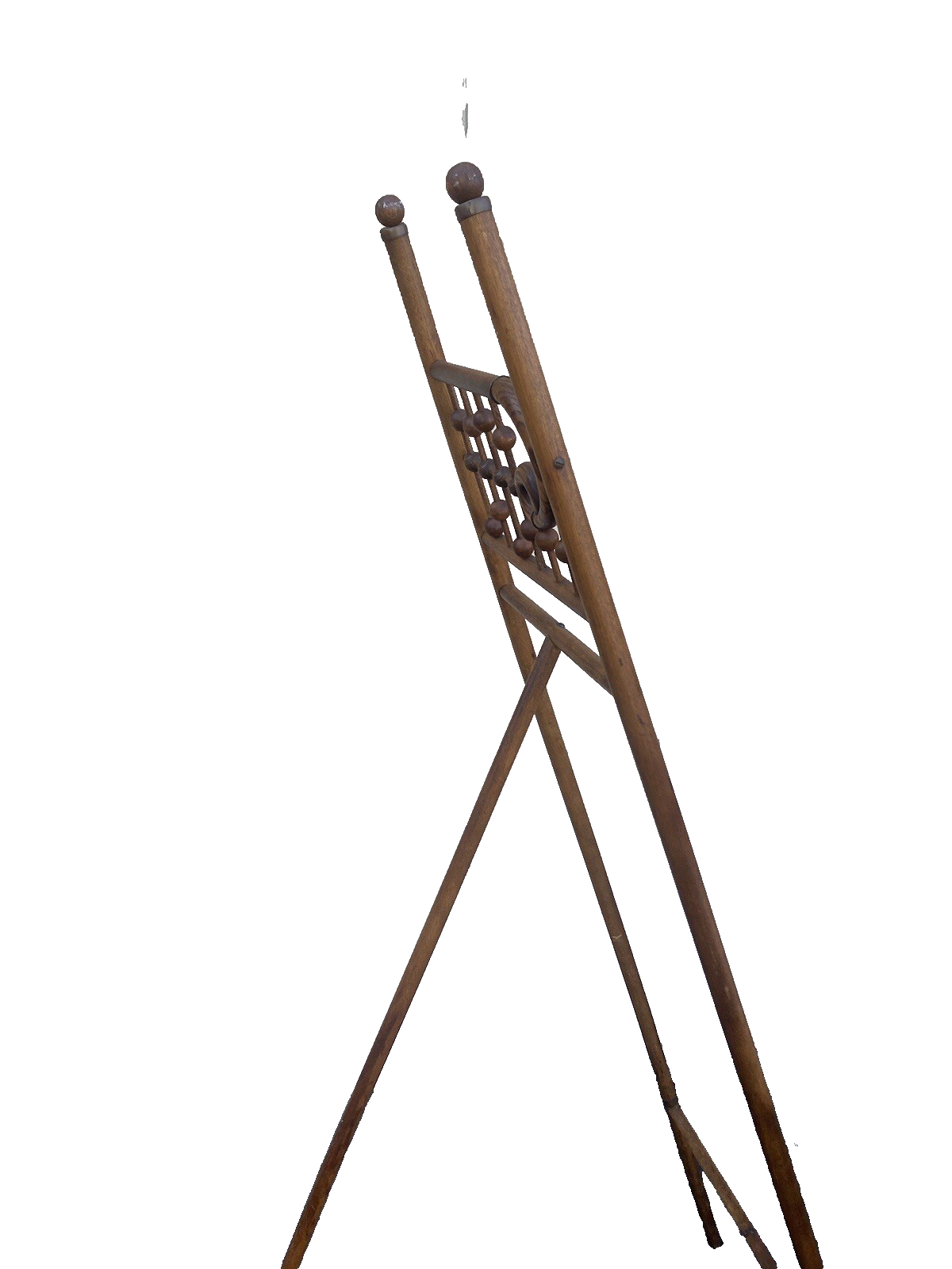 64739  RARE Antique Victorian Oak Stick And Ball Art  Oil Painting EASEL