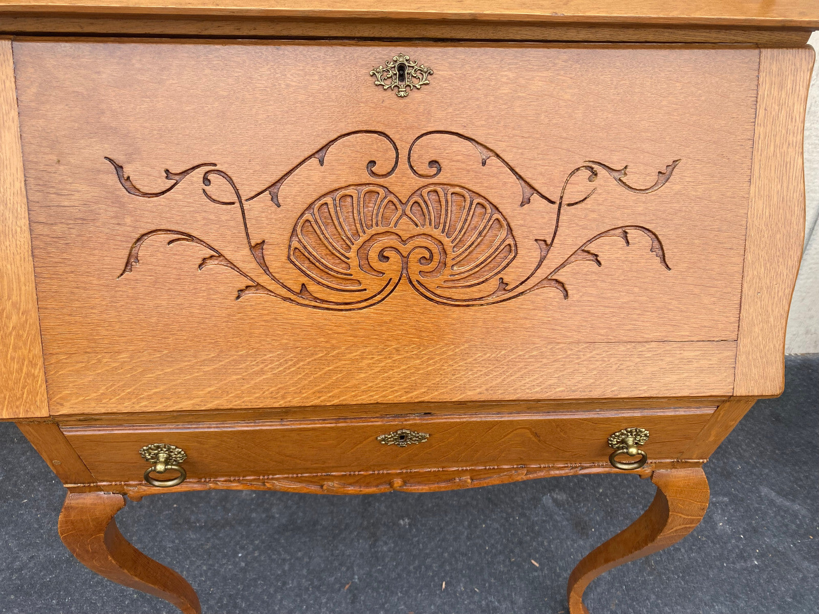 64479   Antique Victorian Oak Slantfront Office Desk