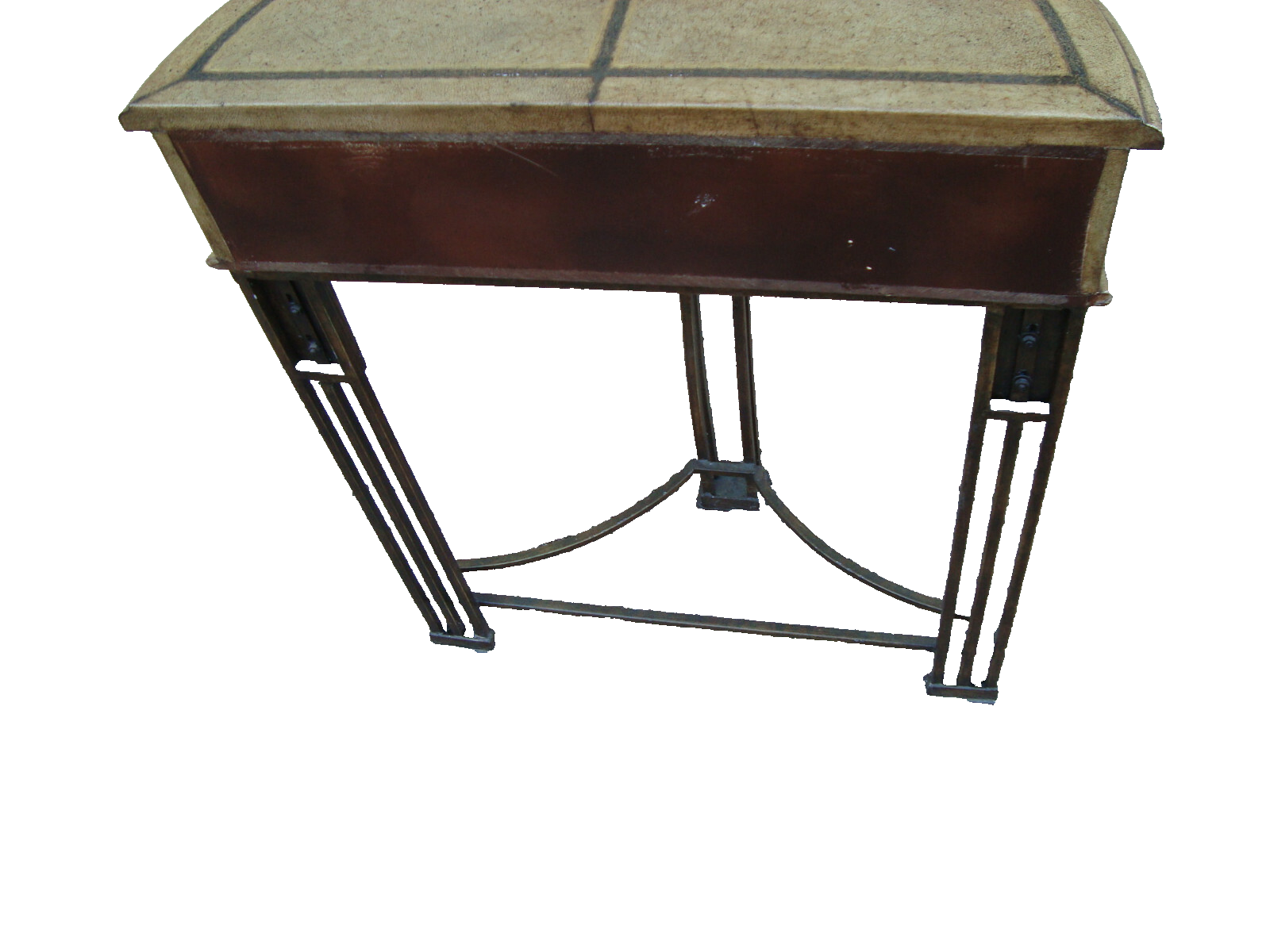 60439  Fancy Decorator Half Moon Console Table with Iron Figural base + Drawer