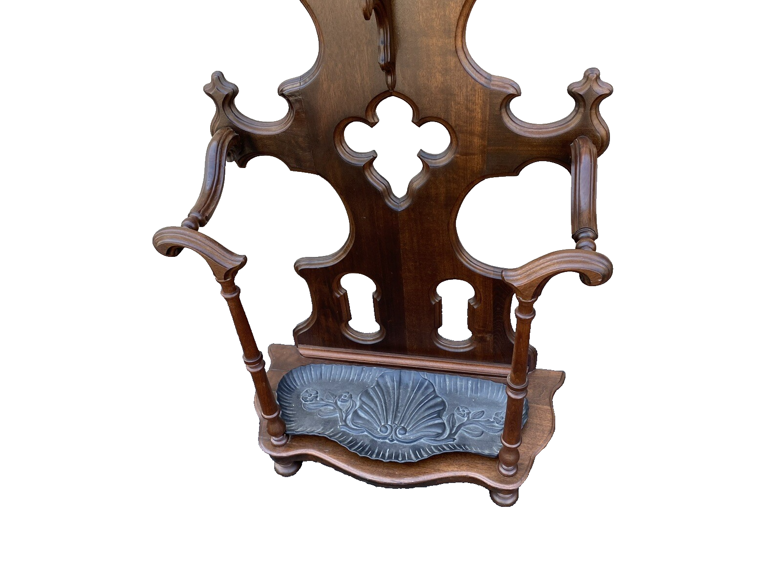 64495 Antique Gothic Victorian Hall Tree Hat rack Umbrella Stand