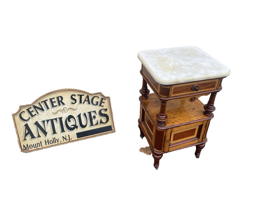 66433   Marble Top Nightstand End Table Stand