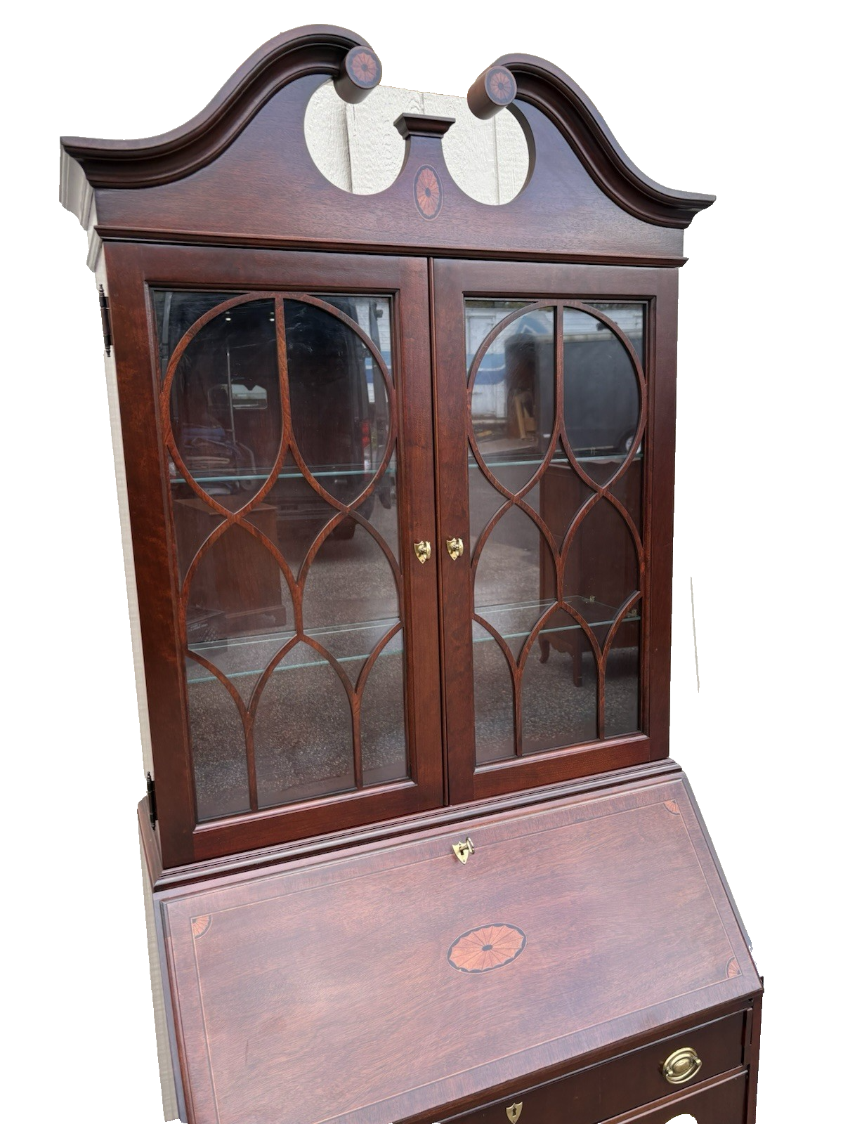 67138 JASPER Furniture Inlaid Secretary Desk w/ Bookcase Top