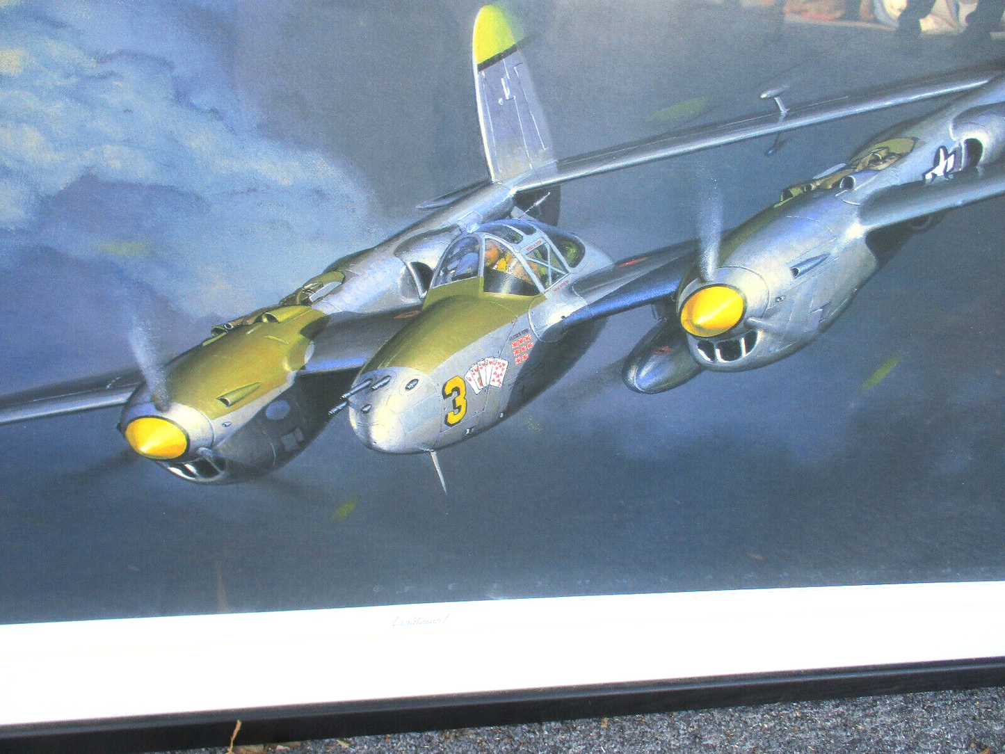 ES 6: Aviation Art Plane Junkie Lightning! Artist Jack Fellows P-38 Print wFrame