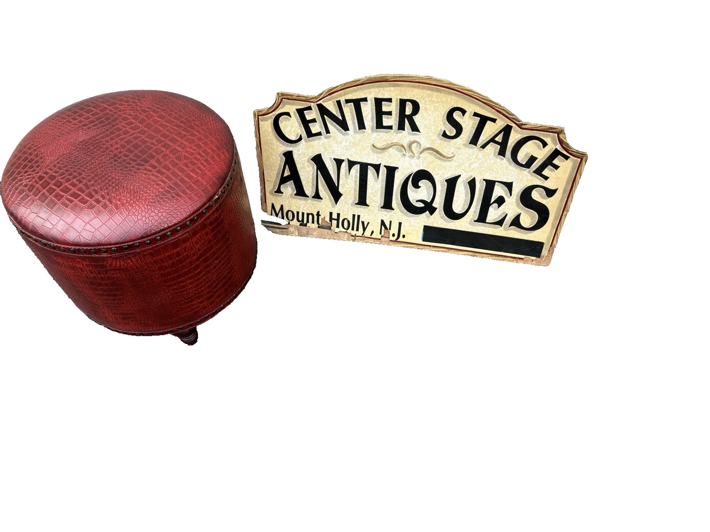 66940 LEATHER ??? Footstool Ottoman Stool