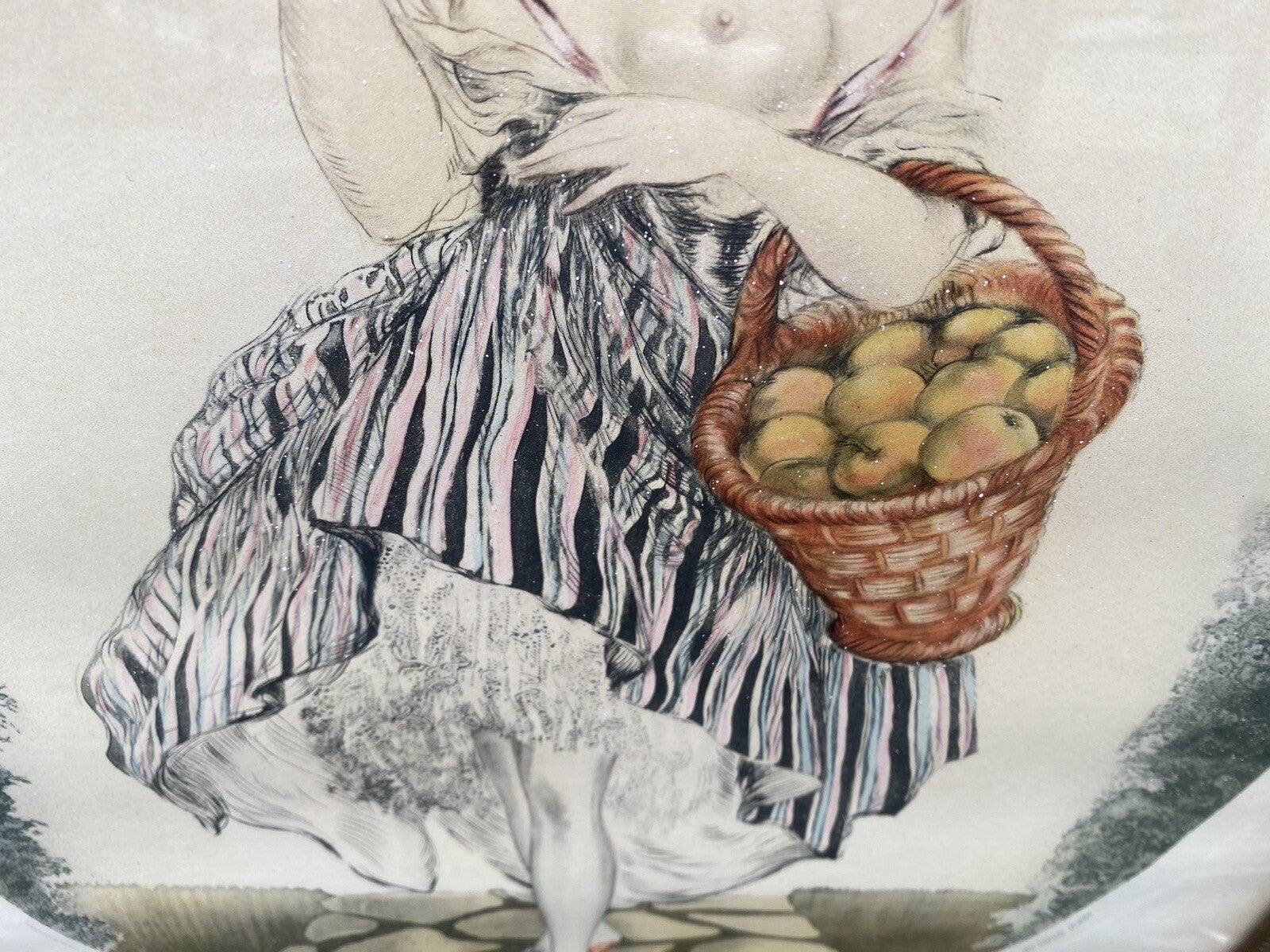 65135 Old ICART Print LE PANIER DE FOMMES Morris Bender INC
