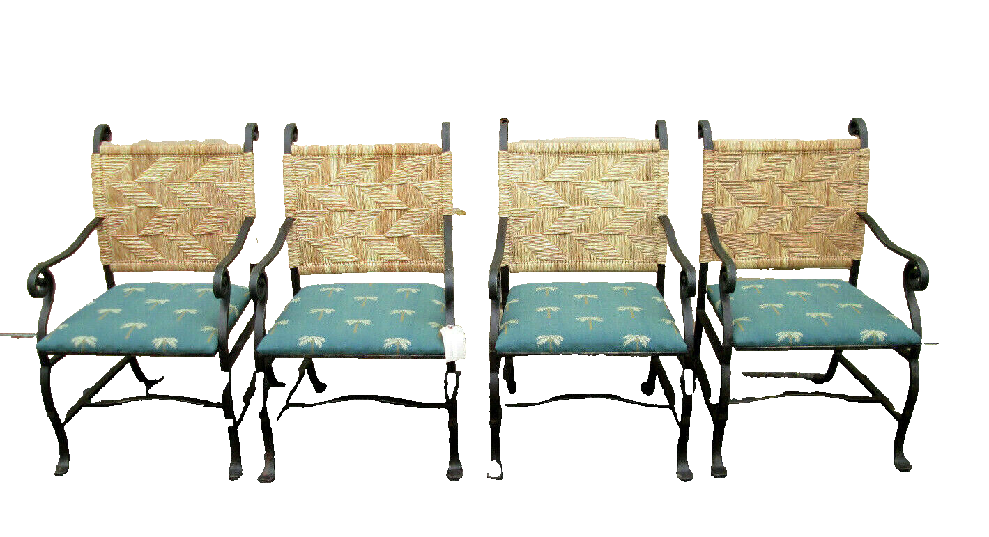 58051 Set of 4 QUALITY Heavy Metal Arm Chair Patio Chairs