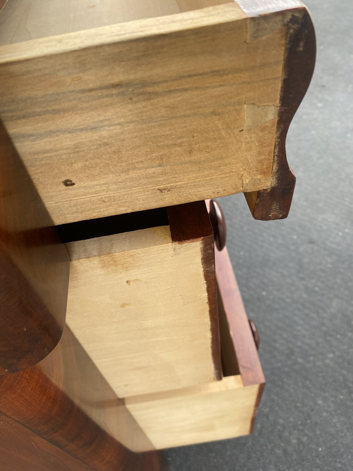 65494 Burled  Mahogany Washstand Dresser Chest With Towel Bars