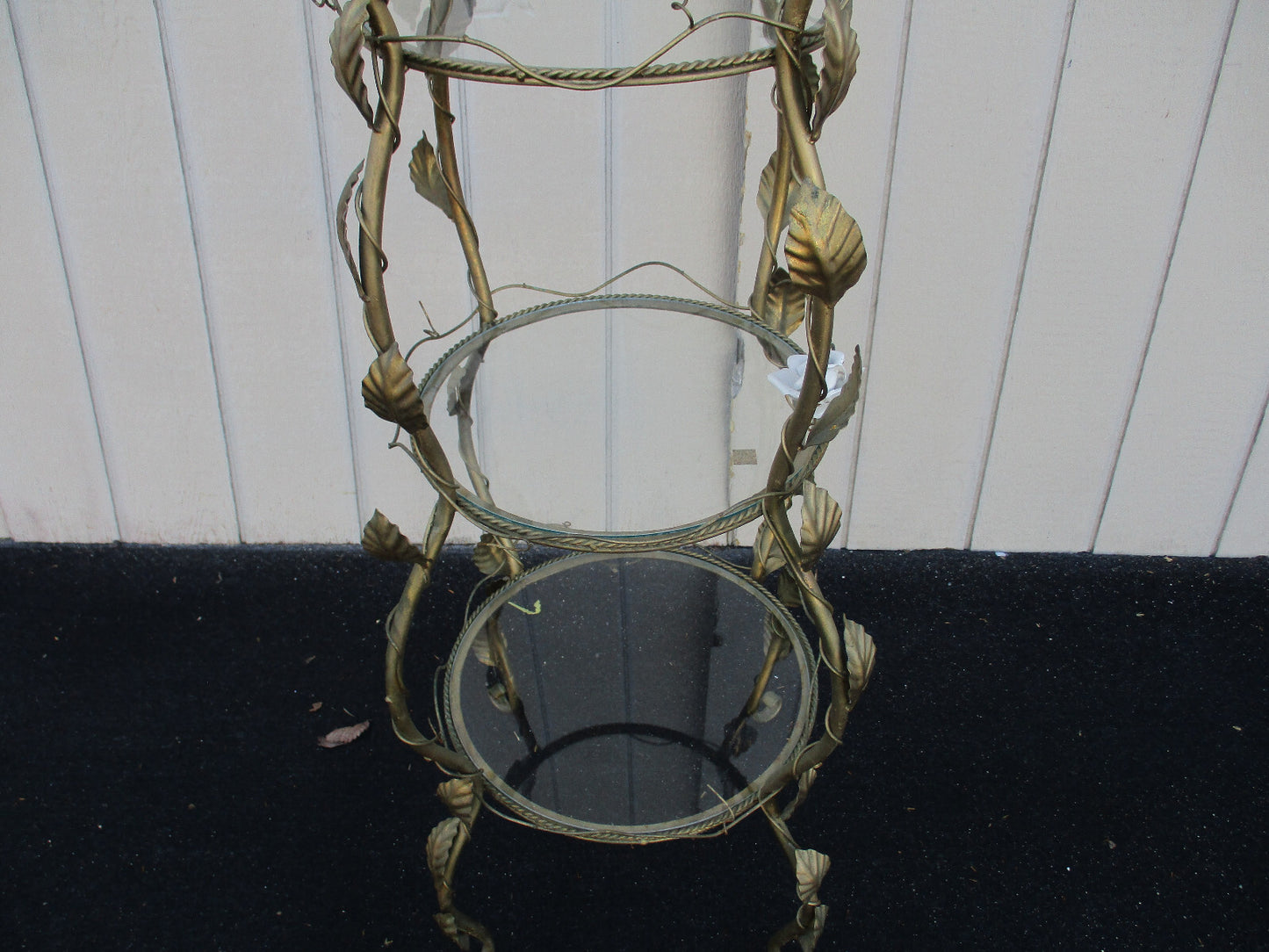 64469  Gold Iron Curio Whatnot Shelf Bookcase w/  Flowers   22"W x 72"H