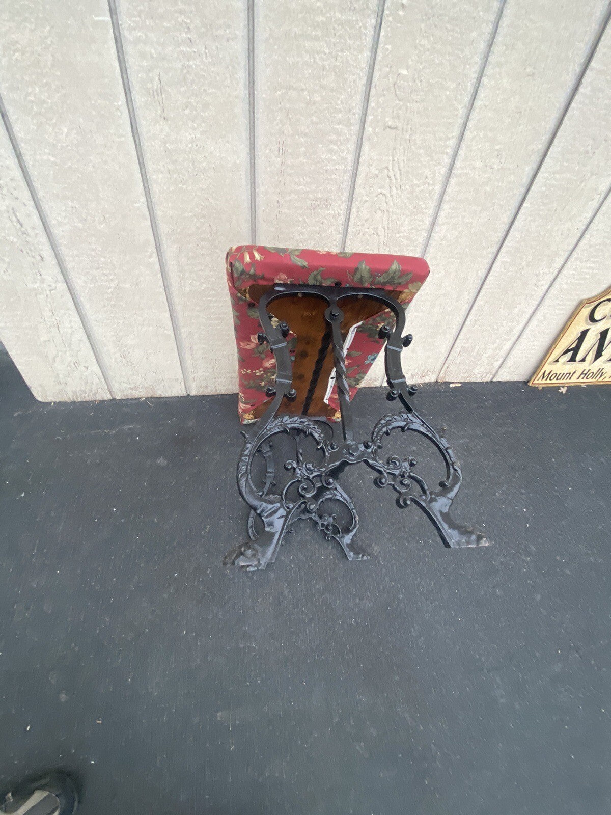 65104   Antique Iron Window Bench Seat Stool