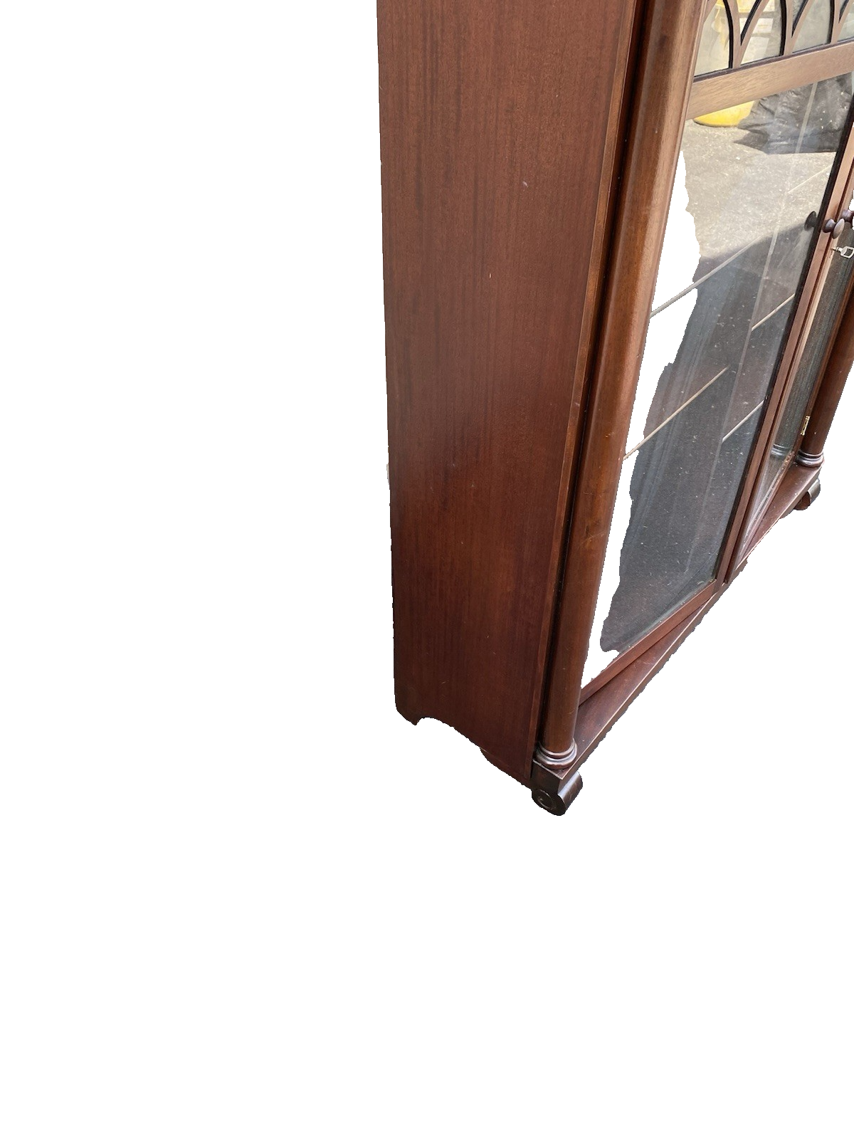 66584  Antique Empire Mahogany Bookcase Curio Cabinet