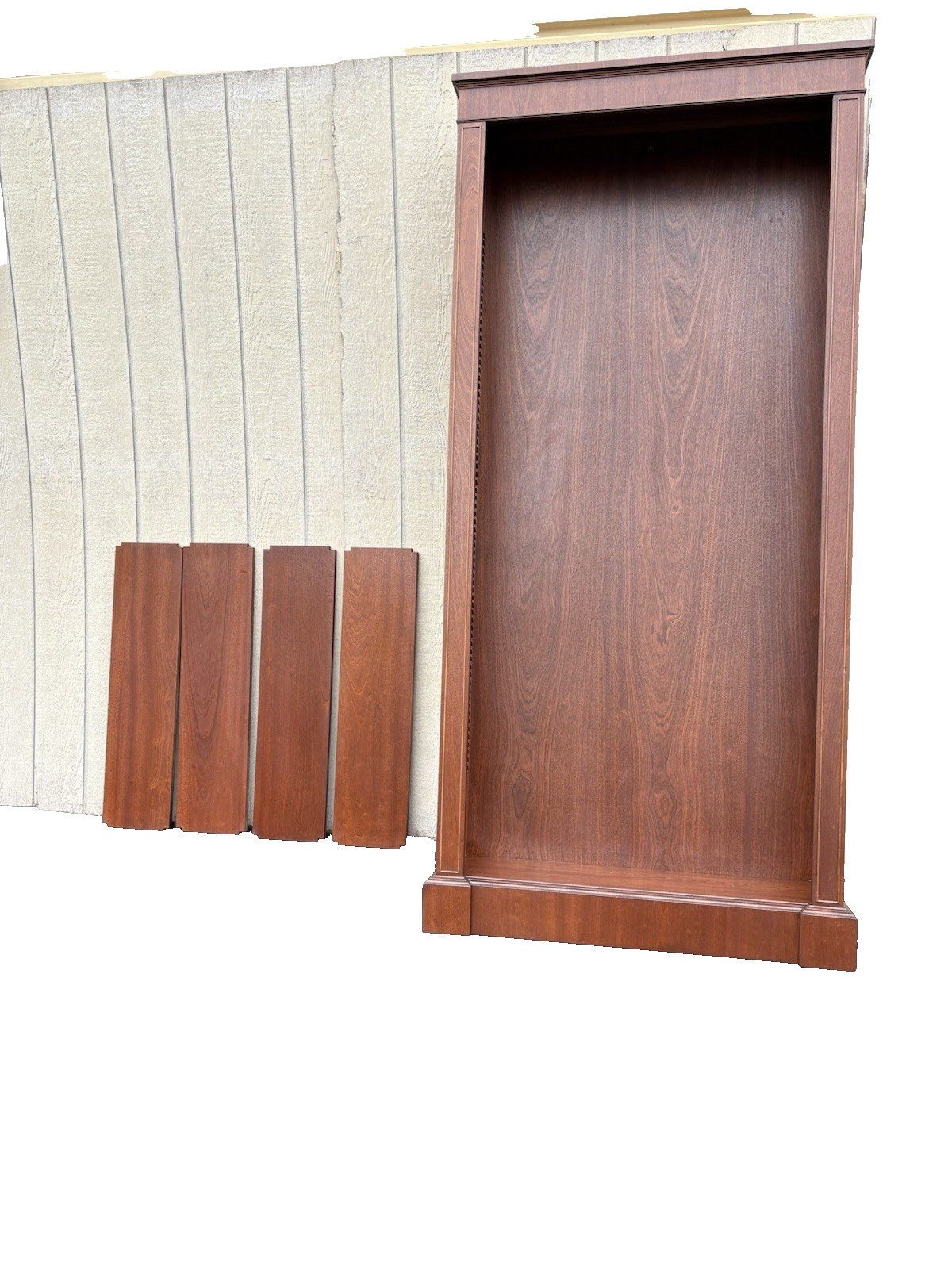 66711    Tall Mahogany Bookcase Curio with 4 Adjustable Wood Shelves