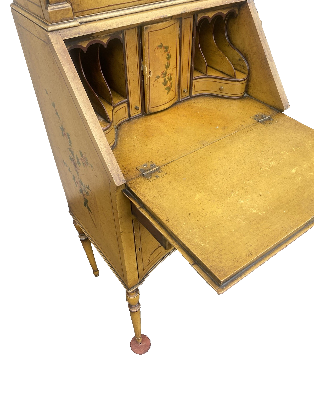 66525 Decorator Hand Painted Secretary Desk with Bookcase Top