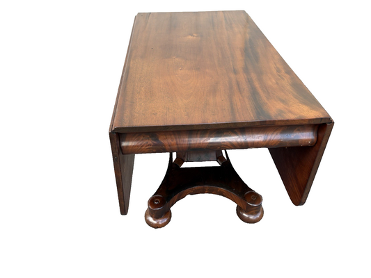 66965  Antique Empire Mahogany Dropleaf Dining Table