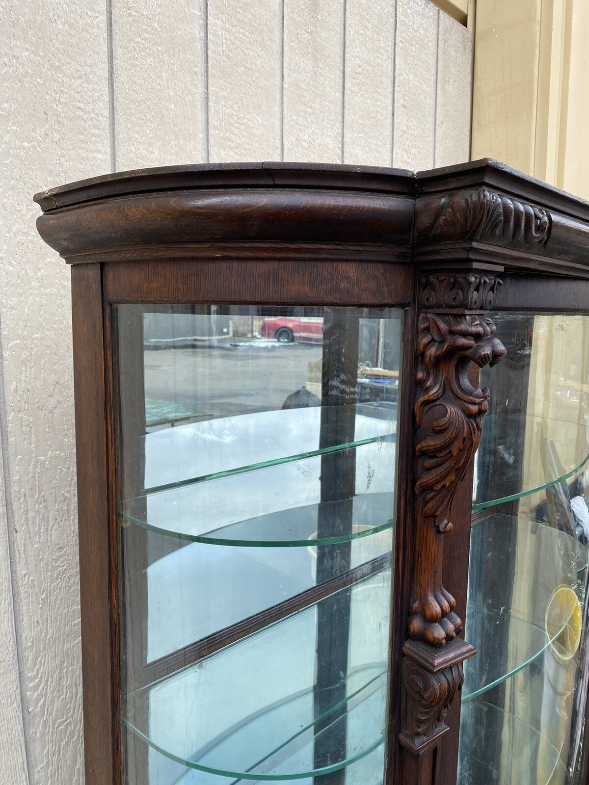 66152   Antique Victorian Lion Headed China Cabinet Curio