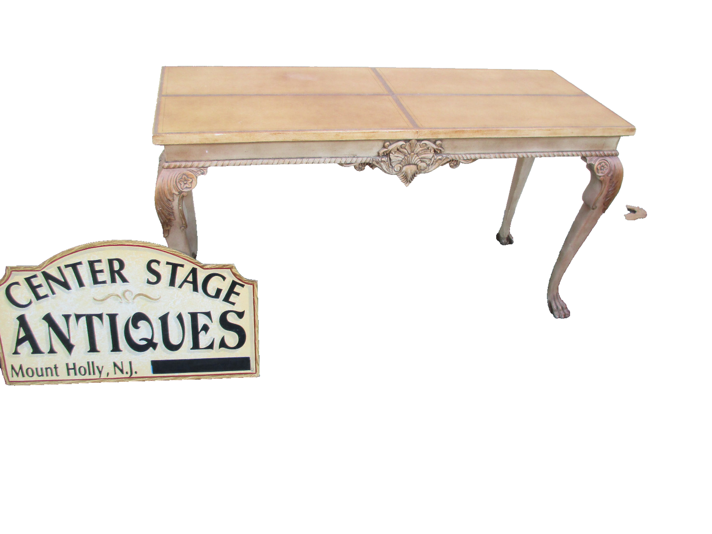 63923 Leather Top Decorator Console Hall Table Sideboard Server