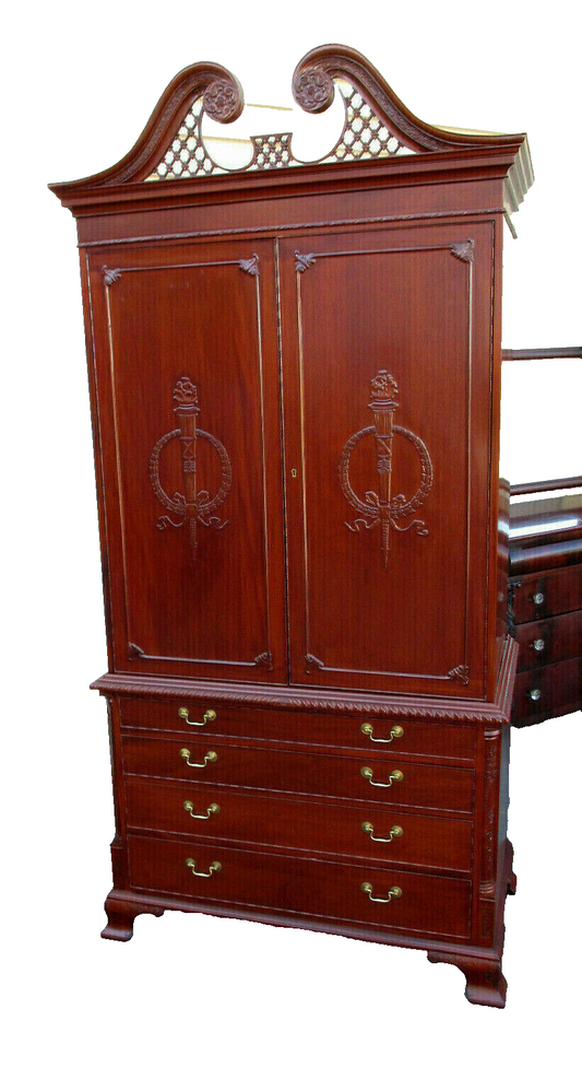 63124 Solid Mahogany Linen Cabinet High Chest Cabinet Wardrobe Chifferobe