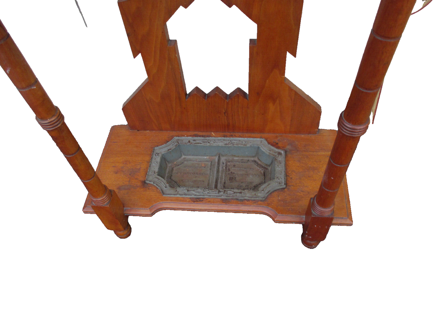 64076   Antique Victorian Walnut Hall Mirror Hat Rack Hall Mirror Umbrella Stand