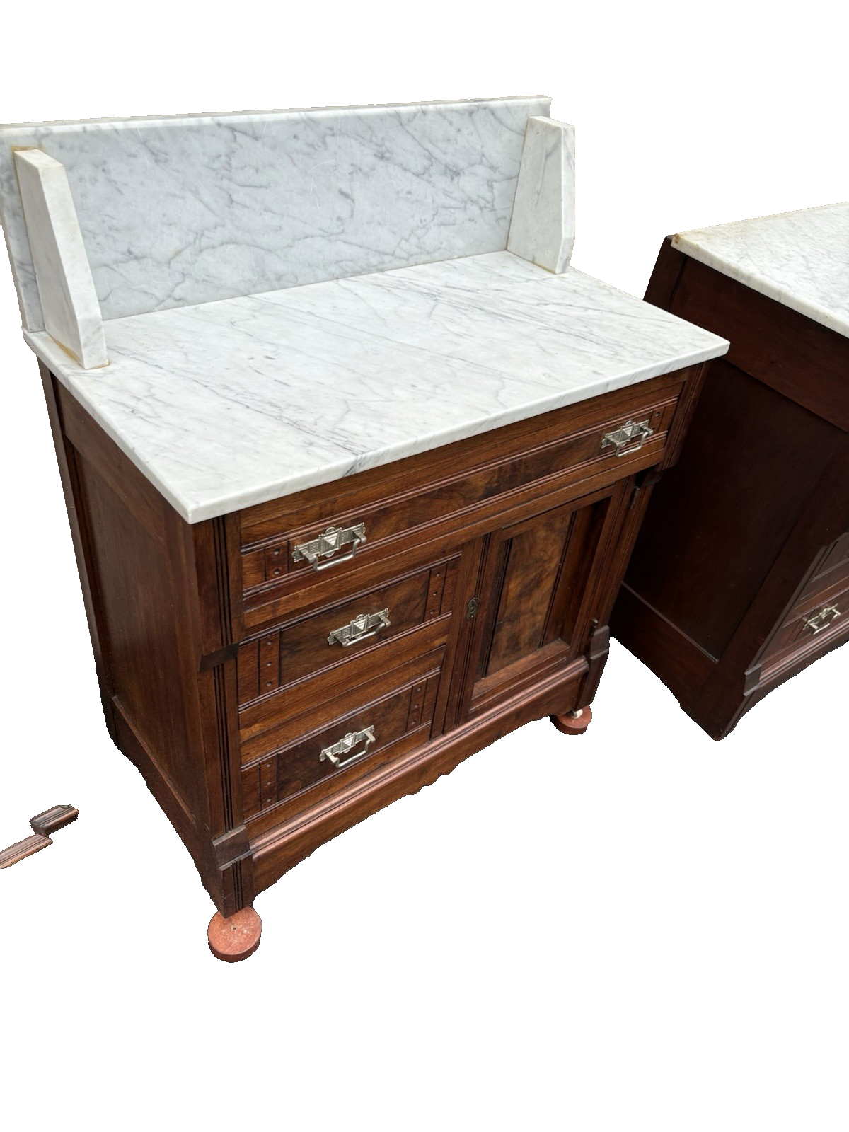 65728 Antique Victorian Bedroom Set Full Size Bed Dresser w/ Mirror + Washstand