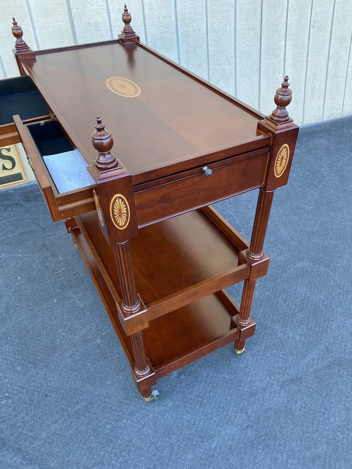 64899   Inlaid BOMBAY Mahogany Sideboard Server Cabinet