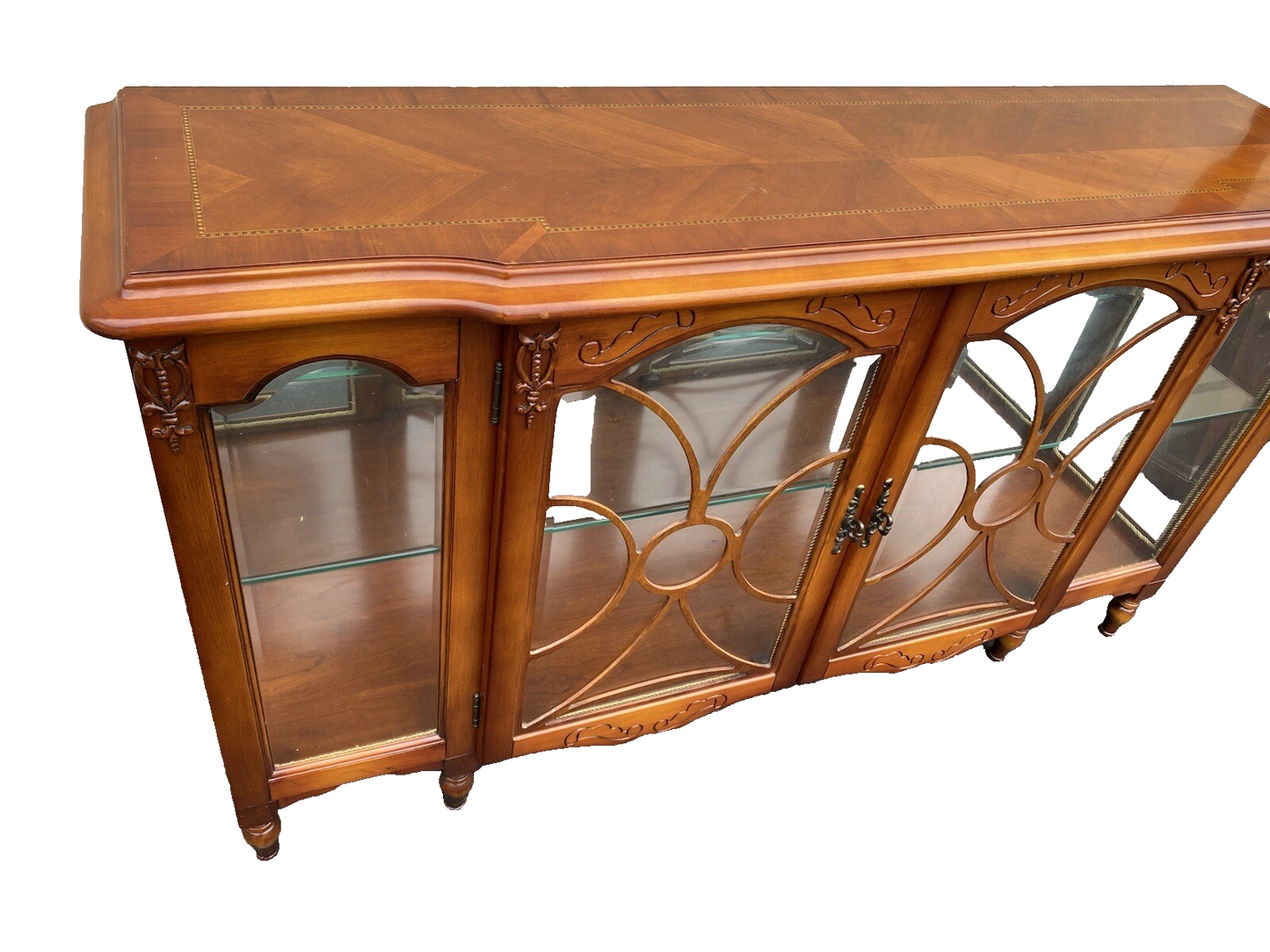64779 Inlaid Cherry Curio Console Sideboard