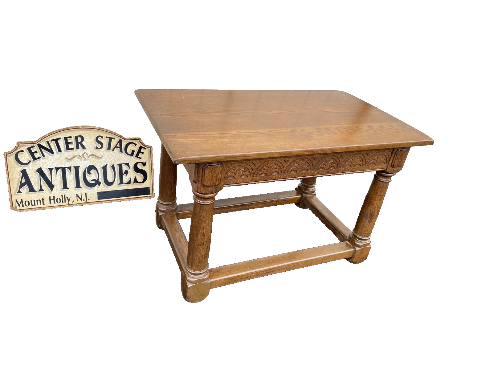 65206 Antique Custom Hand Made Oak Victorian  Console Table Desk MARSHALL FIELD